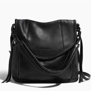 Aimee Kestenberg Black Leather Braided-Detail Crossbody Bag